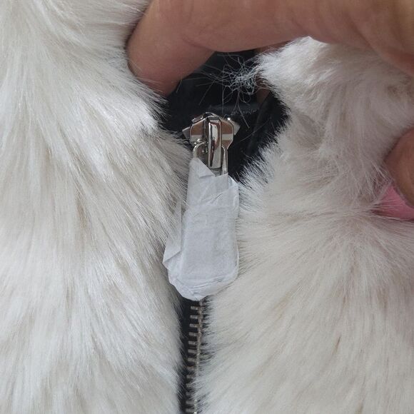 AZALEA WANG FAUX FUR PANEL VEST WITH MOTO TRIM, NWT - Picture 8 of 9